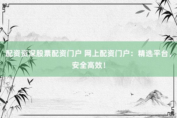 配资资深股票配资门户 网上配资门户：精选平台，安全高效！