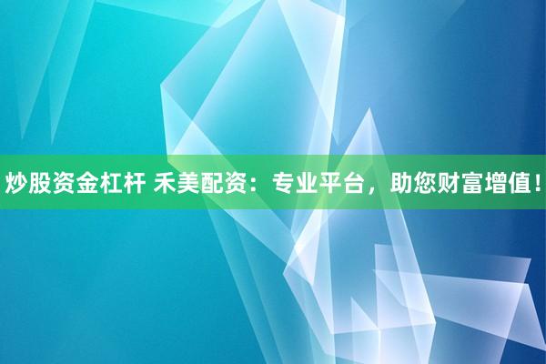 炒股资金杠杆 禾美配资：专业平台，助您财富增值！