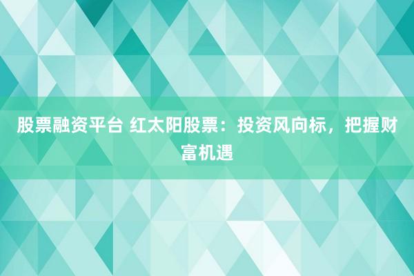 股票融资平台 红太阳股票：投资风向标，把握财富机遇