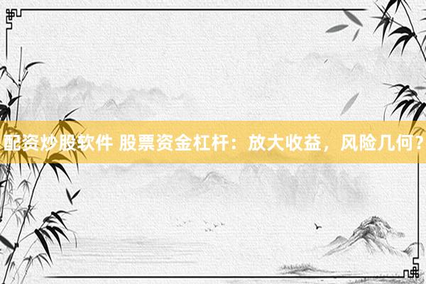配资炒股软件 股票资金杠杆：放大收益，风险几何？
