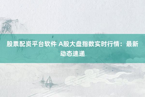 股票配资平台软件 A股大盘指数实时行情：最新动态速递