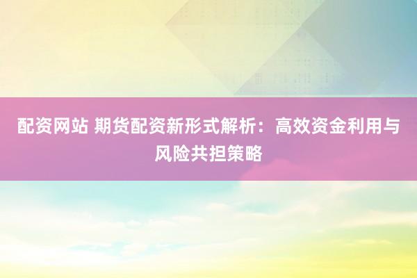 配资网站 期货配资新形式解析：高效资金利用与风险共担策略