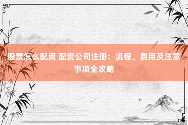 股票怎么配资 配资公司注册：流程、费用及注意事项全攻略