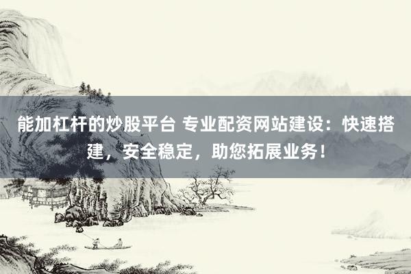 能加杠杆的炒股平台 专业配资网站建设：快速搭建，安全稳定，助您拓展业务！