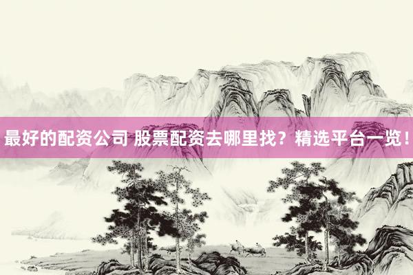 最好的配资公司 股票配资去哪里找？精选平台一览！