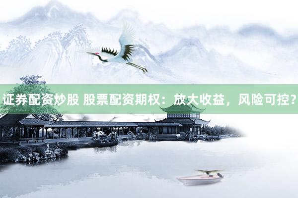 证券配资炒股 股票配资期权：放大收益，风险可控？