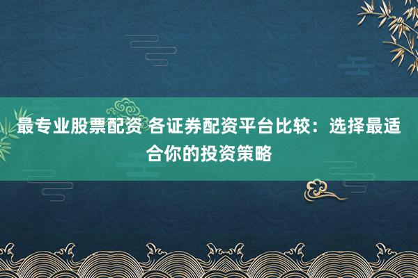 最专业股票配资 各证券配资平台比较：选择最适合你的投资策略