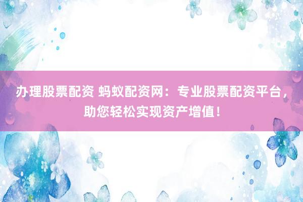 办理股票配资 蚂蚁配资网：专业股票配资平台，助您轻松实现资产增值！