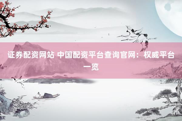 证券配资网站 中国配资平台查询官网：权威平台一览