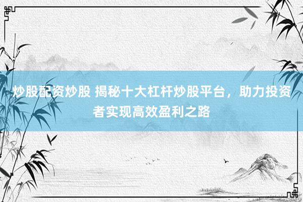 炒股配资炒股 揭秘十大杠杆炒股平台，助力投资者实现高效盈利之路