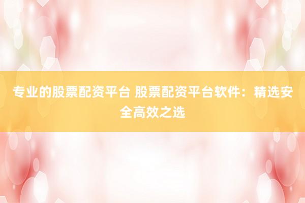 专业的股票配资平台 股票配资平台软件:精选安全高效之选