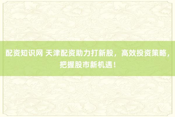 配资知识网 天津配资助力打新股，高效投资策略，把握股市新机遇！