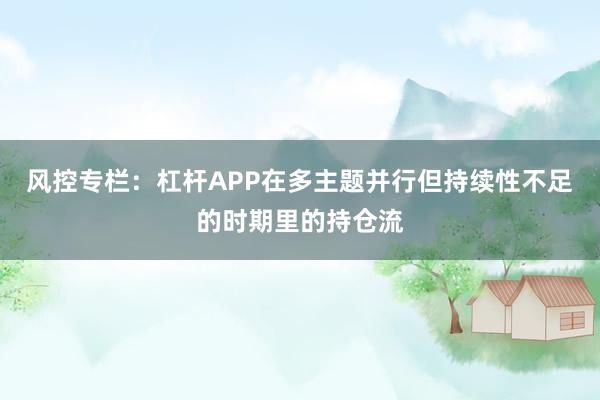 风控专栏：杠杆APP在多主题并行但持续性不足的时期里的持仓流