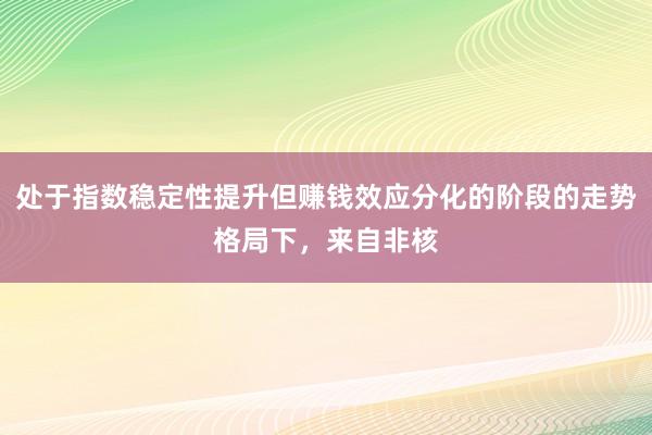 处于指数稳定性提升但赚钱效应分化的阶段的走势格局下,来自非核