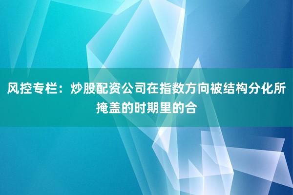 风控专栏：炒股配资公司在指数方向被结构分化所掩盖的时期里的合